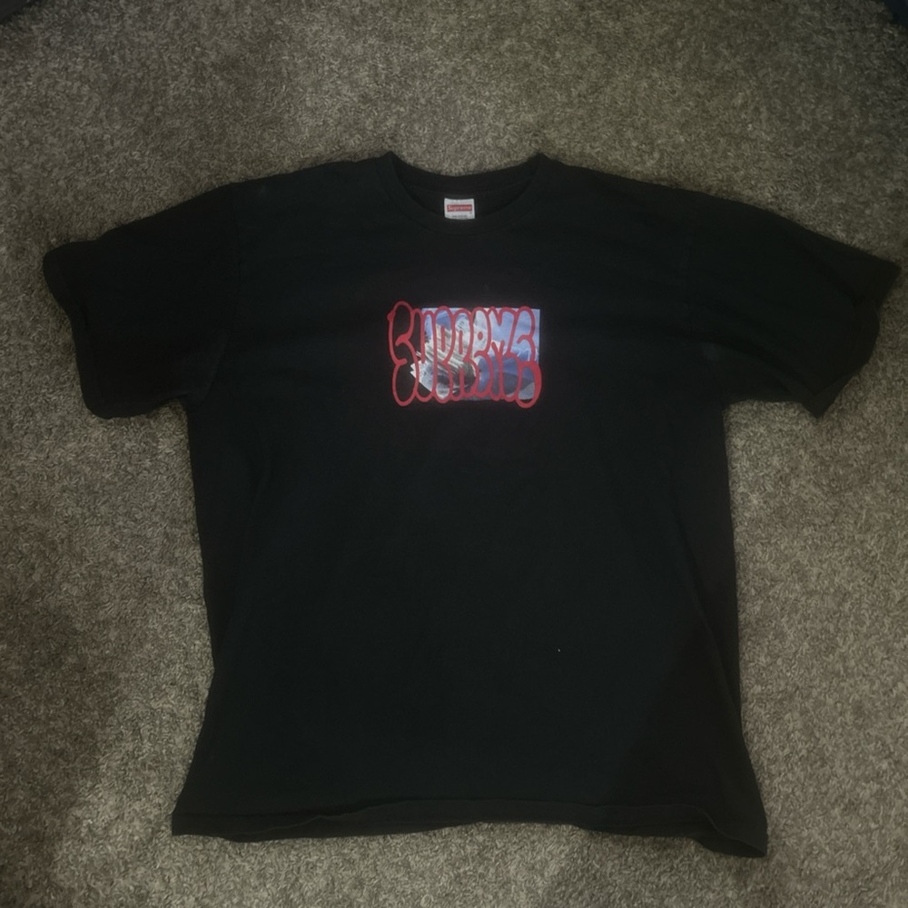 Supreme Black Tee with money Graphic
